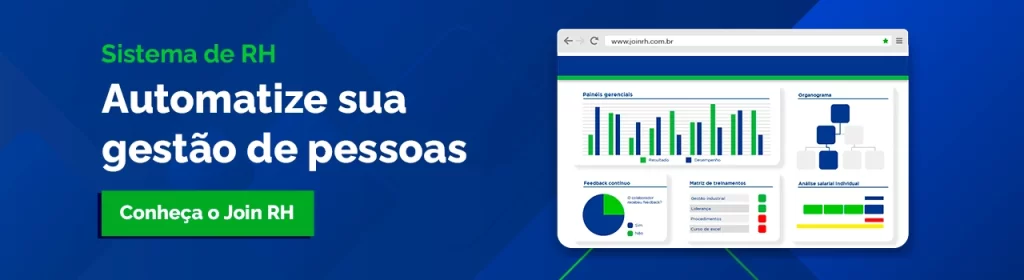 Fundo azul com uma tela de gráficos ao lado direito. No lado esquerdo está escrito "Sistema de RH, automatize sua gestão de pessoas"