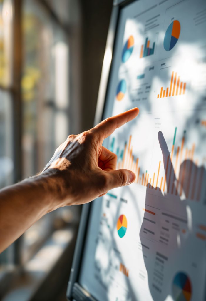 dedo indicador pontuando resultados de uma avaliação