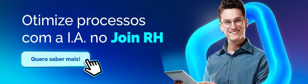 Banner promocional sobre otimização de processos de RH com Inteligência Artificial integrada ao sistema Join RH.